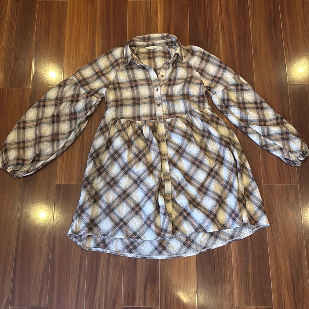 Altar’d state plaid flannel button-up dress